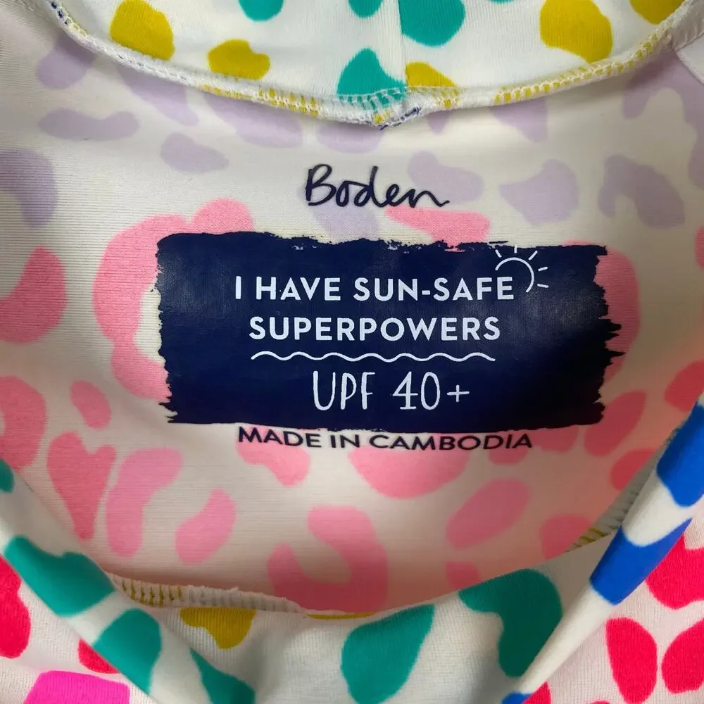 Boden Mini Boden Girls Rainbow Leopard Print Rash Guard Sz.15-16Y